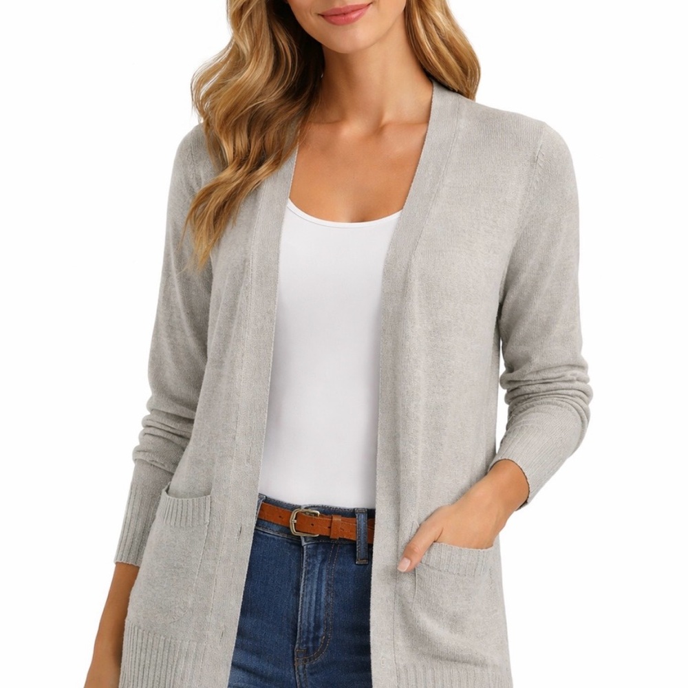 GAP Women's Light Gray Open Cardigan